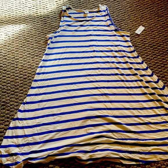 NWT OLD Navy swing dress size medium White with blue stripes medium - Picture 3 of 7